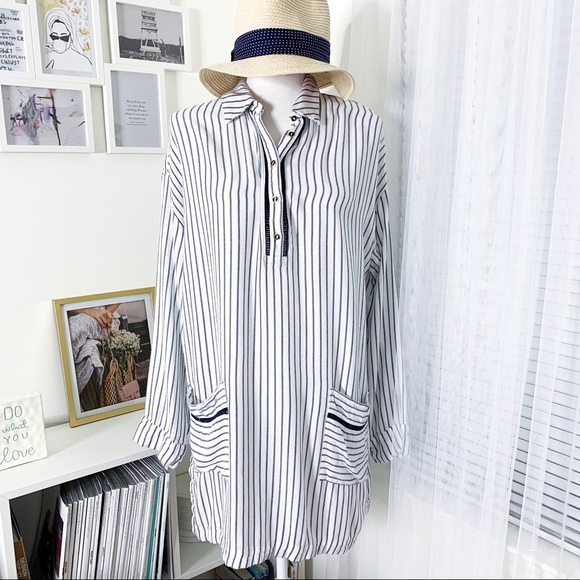 Anthropologie Tops - Anthropologie Lilka Striped Tunic Dress/Cover Up